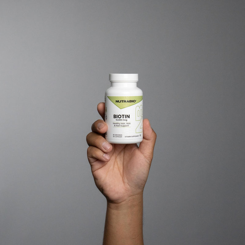 NutraBio Biotin 10000mcg- Biotin for Hair Growth and Stronger Nails, Improved Skin Health- 90 Vegetable Capsules