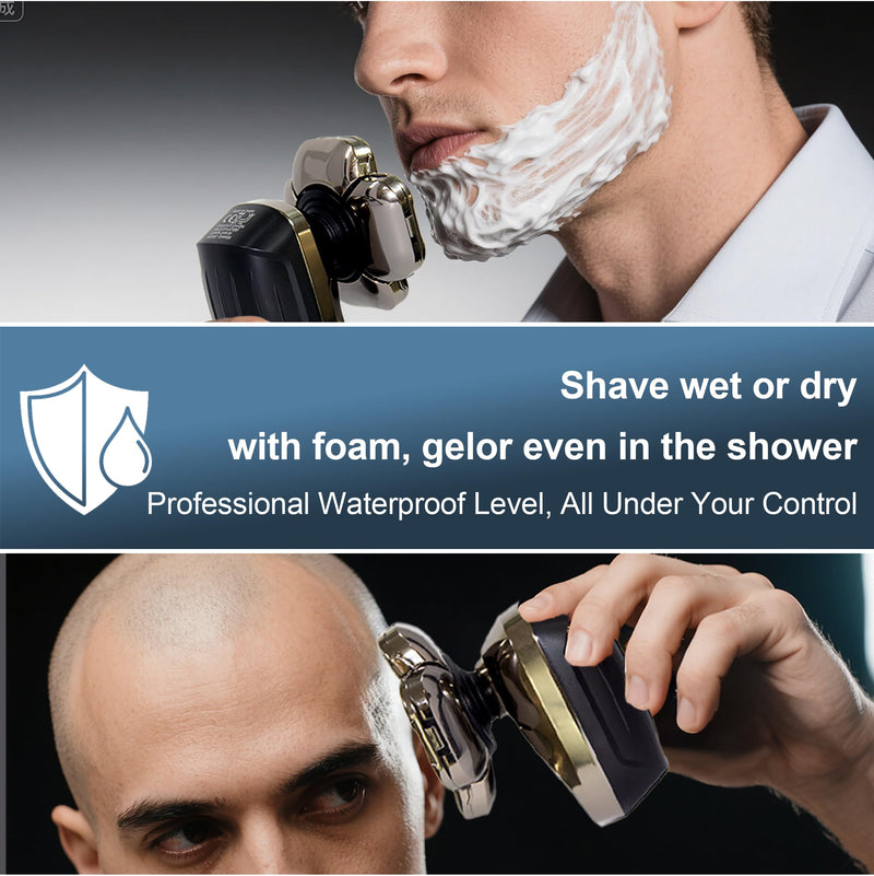 [Australia] - 2025 New Bawldy 9.0 Shaver, Bawldy Pro Head Shaver, 9D Floating Blade Heads, Intelligent LED Display IPX7 Waterproof Wet Dry Shaving, Rechargeable Cordless Razor (1 Set Silver) 
