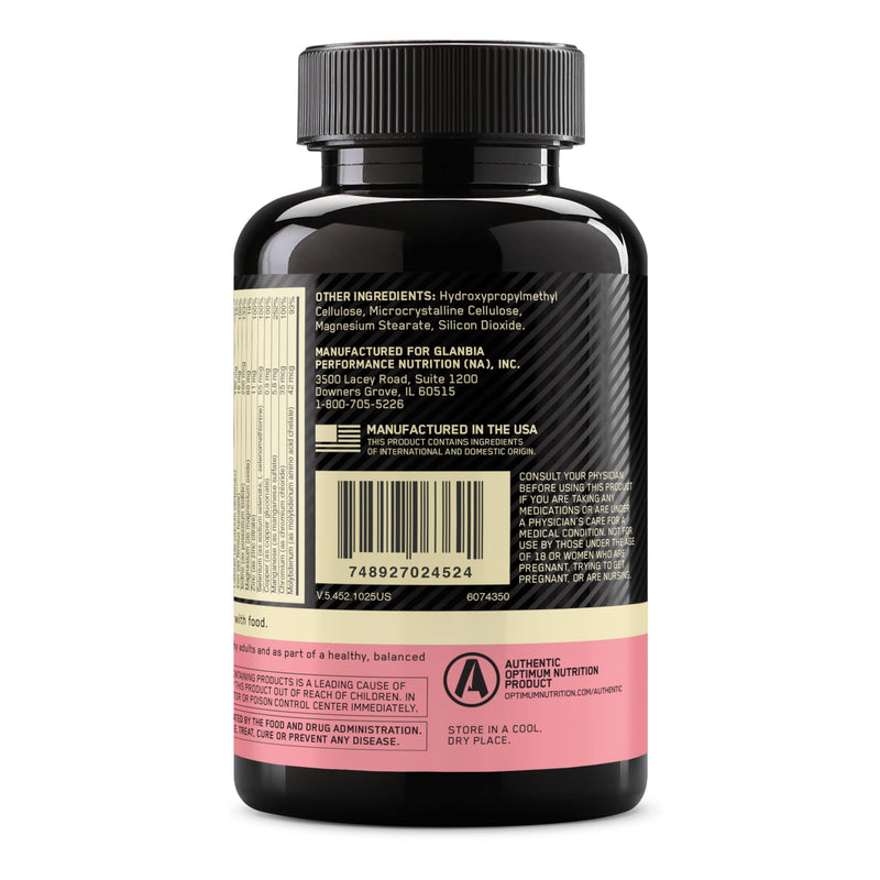 Optimum Nutrition Opti-Women Daily Multivitamin for Women, Immune Support Supplement with Iron, 60 Day Supply, 120 Count, (Packaging May Vary) | Multivitamin for Active Women, 22 Vitamins & Minerals, Calcium, Iron, Folate, Vegetarian Vcaps, Easy-to-Swa...
