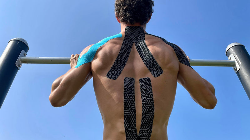 FlexU Kinesiology Tape - 60 2" x 10" Pre-Cut Strips for Lower Back, Knees, & Shoulders; Pain Relief & Support for Muscles & Joints, Shoulders, Knees & Back, Rheumatism, Gout, Osteoporosis (Beige) Beige