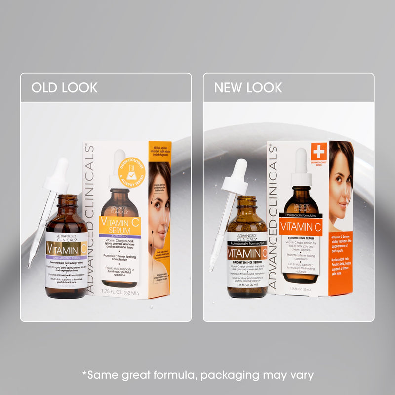Advanced Clinicals Brightening Vitamin C Serum For Face With Glycolic Acid + Lactic Acid | Vitamin C Eye Serum Face Moisturizer For Improving Look Of Dark Spots & Uneven Complexion, 1.75 Fl Oz 1.75 Fl Oz (Pack of 1) Vitamin C Brightening Serum