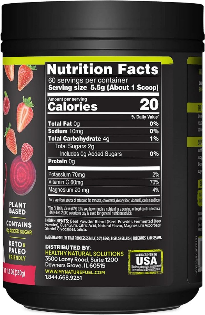 [Australia] - Healthy Delights Nature Fuel Power Beets Powder, Beet Root Powder, Support Natural Energy, Support Healthy Blood Pressure, Beet Juice Powder, Acai Berry Pomegranate, 60 Servings (Packaging May Vary) 60 Servings (Pack of 1) 