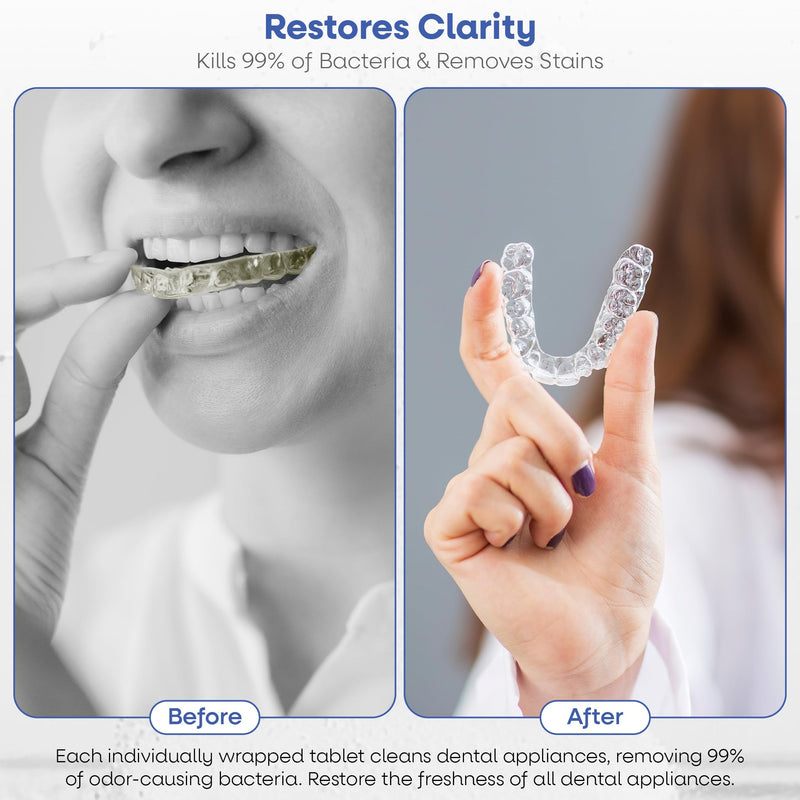 [Australia] - Dr. Taylor’s Retainer Cleaner Tablets 120 for Aligners & Dentures - Effectively Removes Stains, Plaque, and Odor - Mouth & Night Guards Cleaner with Refreshing Mint Flavor 