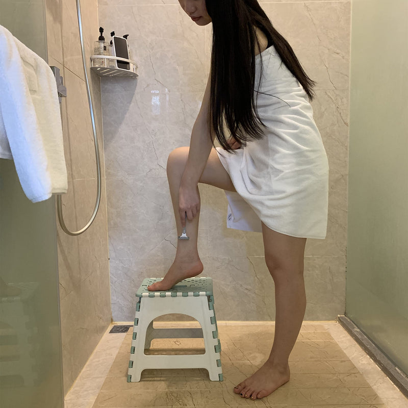 [Australia] - Shower Stool for Inside Shower Shaving Legs, Foldable Shower Small Shower Stool, Waterproof Plastic Corner Shower Foot Rest, Pedicure Stand Foot Rest,Green Green 