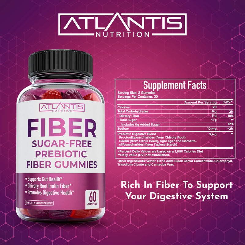 [Australia] - Sugar Free Prebiotic Fiber Gummies For Adults - Fiber Supplement Formulated With 5G Fiber & 5.4G Prebiotic Digestive Blend. Supports Gut Health & Promotes Healthy Digestion - 2-Pack (120 Gummies) 60 Count (Pack of 2) 
