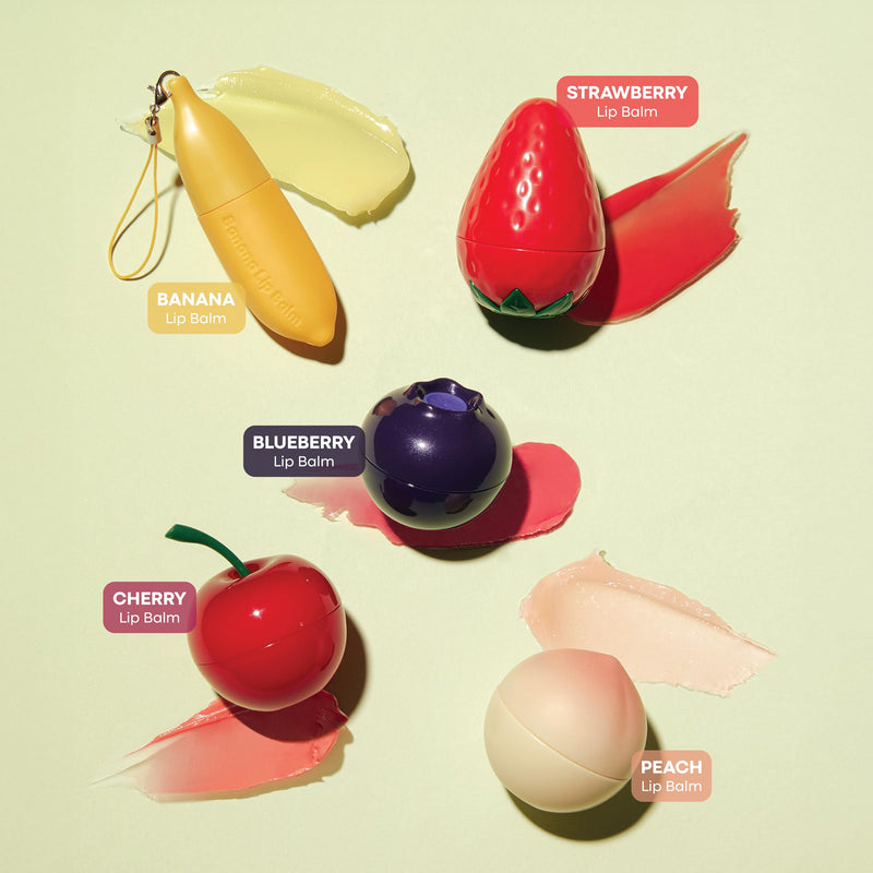 TONYMOLY Mini Fruit Lip Balm Set with Sheer Tint, Shea Butter and Vitamin E Banana
