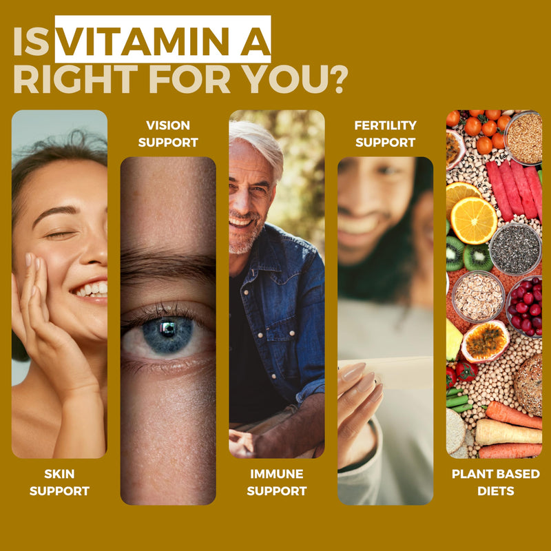 Vitamin A 10,000 IU – 365 Easy to Swallow Tablets (1 Year Supply) - High Strength Vitamin A Supplement for Normal Skin, Vision, Eyes & Immune System – Vegan