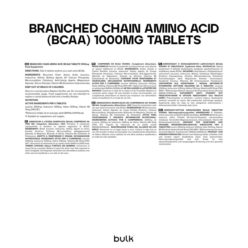 Bulk Pure Branched Chain Amino Acid (BCAA) Tablets, 1000 mg, Pack of 100 100 count (Pack of 1)