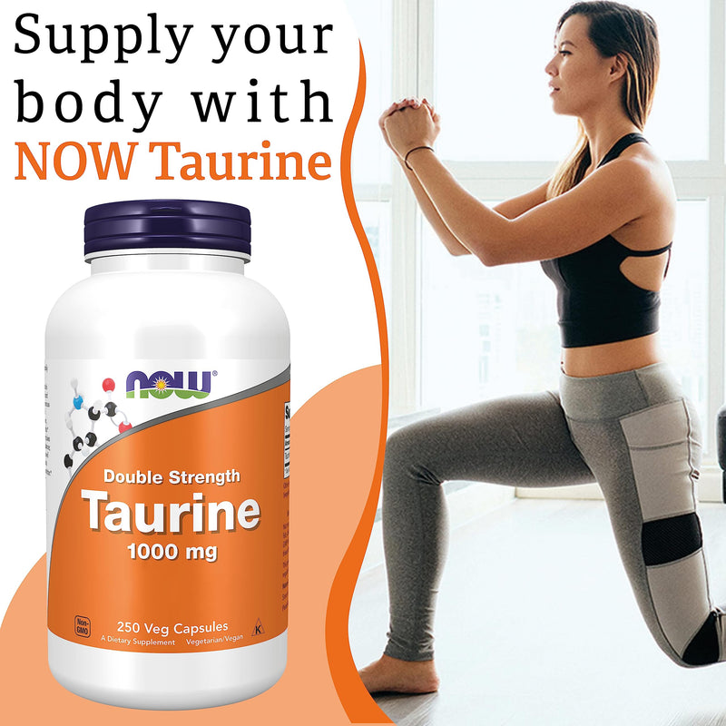 Now Foods, Double Strength Taurine, 1.000mg, 250 Vegan Capsules, Gluten Free, SOYA Free, Non-GMO, Vegetarian 250 Capsules