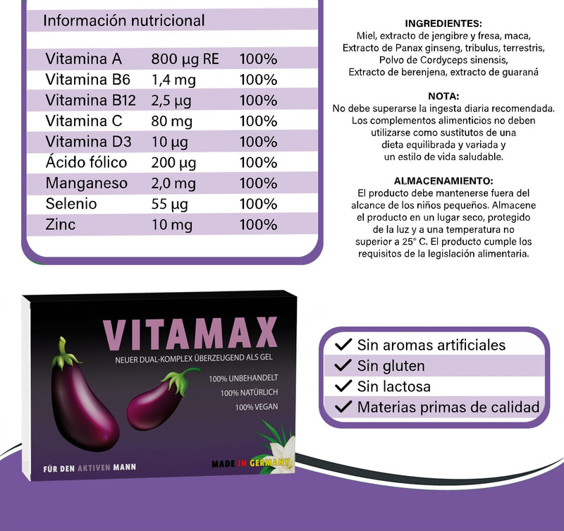 [Australia] - Vitamax Dual Complex for Active Men | High quality: 500 mg Tribulus Terrestris, Red Ginseng, L-Arginine | Practical application for lust, love and passion 