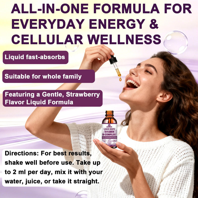 Vitamin B Complex for Women Men, Methylated B Complex Vitamins Liquid, 2Oz | Super B Complex - B12 Methylcobalamin | B9 Folic | Vitamin C, B12 B6 B1 Niacin, Support Brain, Heart & Immune Health, Vegan