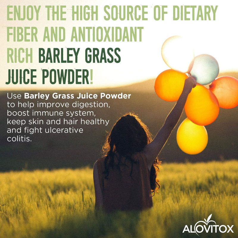 Alovitox Barley Grass Juice Powder: USDA Organic, Raw, 56 Servings | With Chlorophyll, Vitamins, Minerals, Enzymes, Antioxidant and Immune Boosting, All Natural, Gluten-Free, Non-GMO, 8 oz 8 Ounce (Pack of 1)