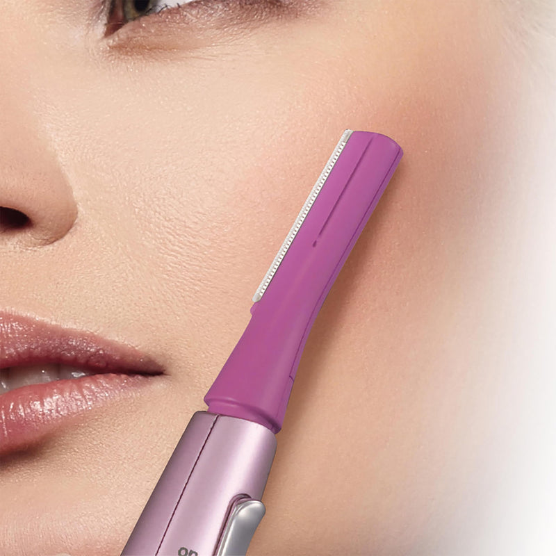 Panasonic Women’s Facial Hair Remover and Eyebrow Trimmer with Pivoting Head, Includes 2 Gentle Blades for Brow and Face and 2 Eyebrow Trim Attachments, Battery-Operated – ES2113PC Pink 5 Piece Set