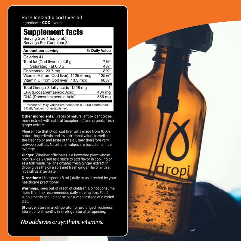 Dropi Clean Icelandic Fish Oil - 170ml (Ginger) Ginger