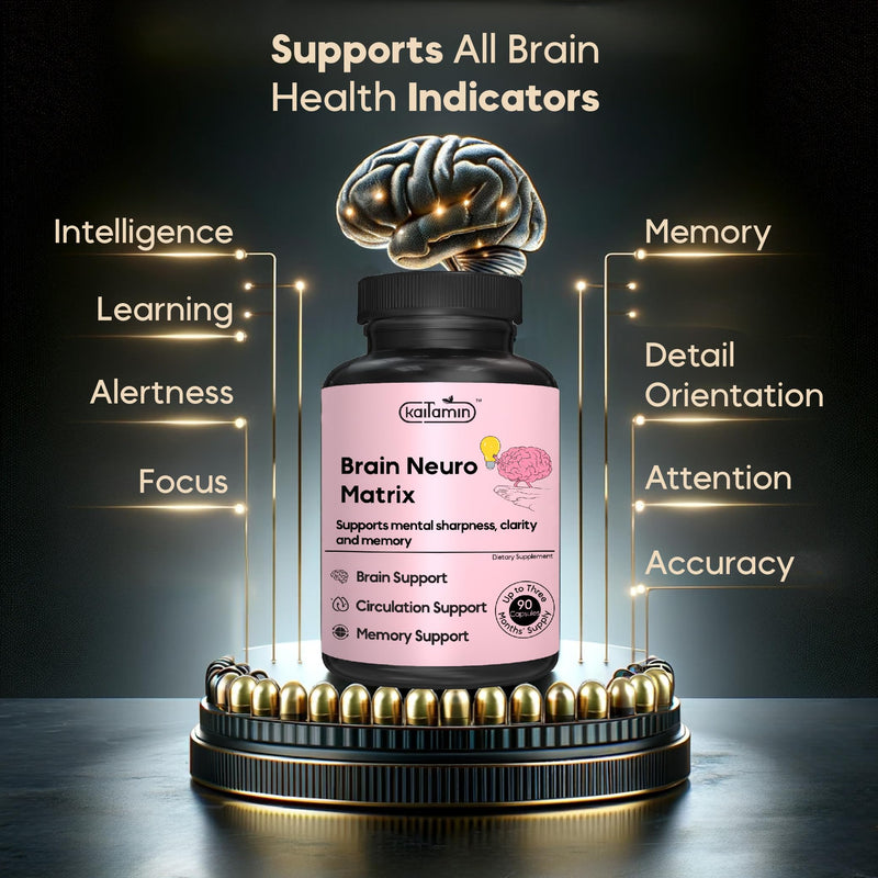 [Australia] - Nootropic Vitamin Brain Matrix- Ginkgo Biloba, Huperzine A, Bacopa Monnieri, L-Carnitine, Phosphatidylserine - Memory, Focus & Aging Support - 90 Tablets 3 Months' Supply. Decaffeinated 