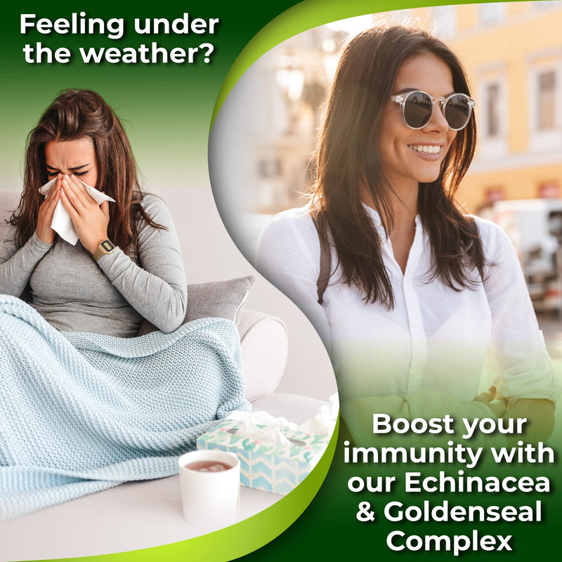 [Australia] - Echinacea Goldenseal Capsules - 10 in 1 Immune Support Supplement - 1455mg - Vegan Echinacea Capsules Supplement Made With Organic Whole Foods - Herbal Immune System Support - 2 Month Supply 120 Count (Pack of 1) 