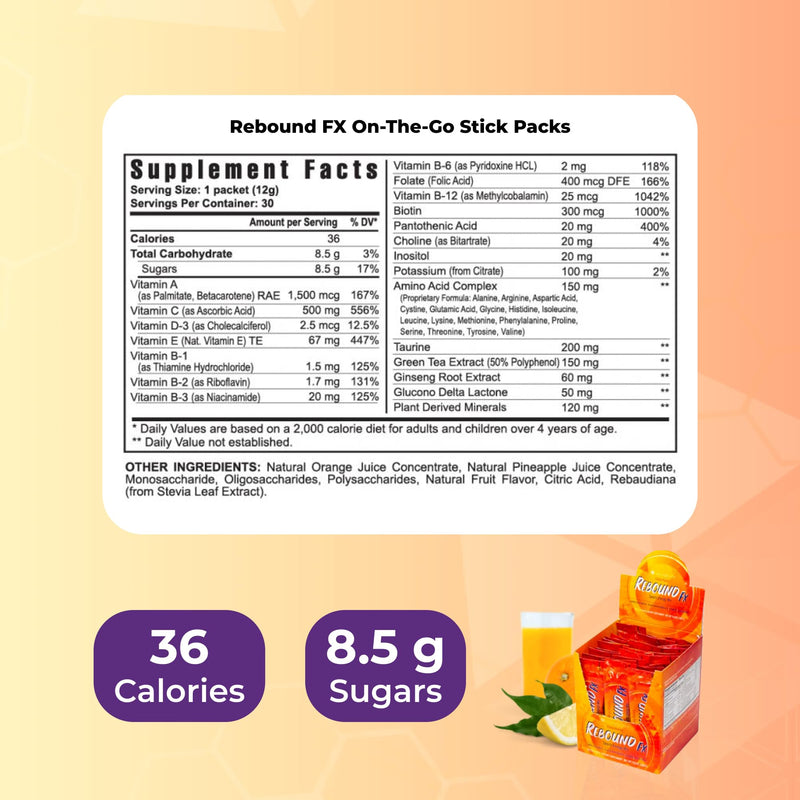 Youngevity Rebound FX Citrus Punch Energy & Hydration Mix, 30 Stick Packs | Vitamins, amino acids, electrolytes, natural caffeine, hydration and recovery support, citrus punch flavor, 30 stick packs