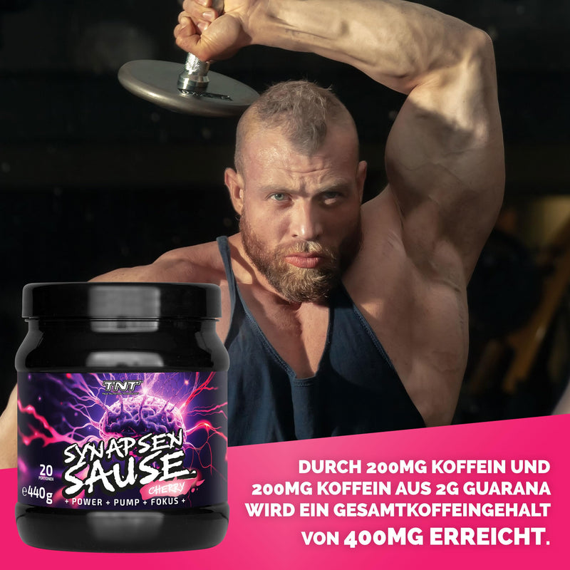[Australia] - TNT Synapsensause "Cherry" (440g) • Pre-Workout Booster • Fitness & Bodybuilding Booster • Training Booster with L-Citrulline, Caffeine & Guarana • High Quality, Laboratory Tested, Made in Germany Cherry 20 portions (pack of 1) 