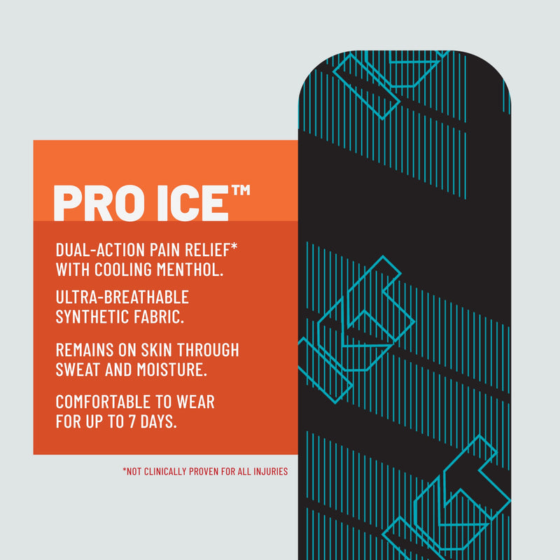 [Australia] - KT Tape, Pro Ice, Menthol Infused Kinesiology Tape, 20 Count, 10" Precut Strips, Black 