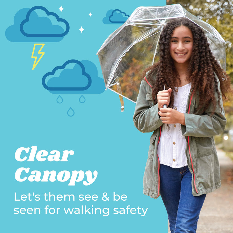 totes Kids Lightweight Dome Canopy Bubble Umbrella with Wind and Rain Protection 38" Canopy IRIDESCENT