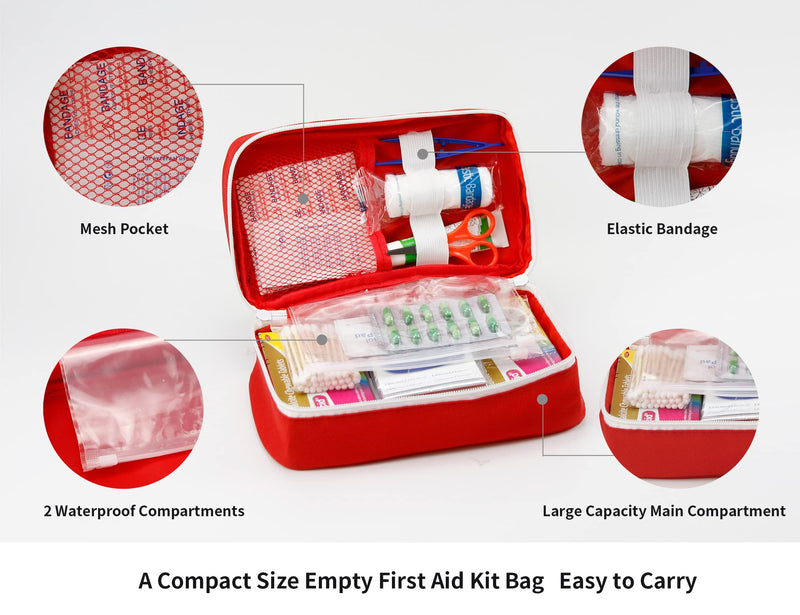 [Australia] - Portable Empty First Aid Kit Bag, Travel Medicine Pouch, Small Medical Bag (Red) Red 