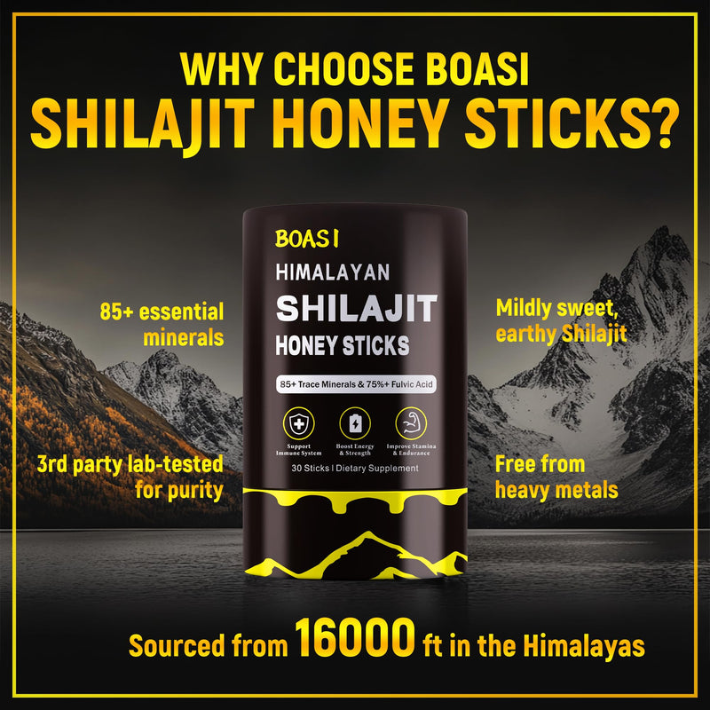 [Australia] - 30PCS Men's Strong Himalayan Shilajit Honey Sticks with Organic Saffron,85+Trace Minerals,75%+ Fulvic Acid,Enhance Cognitive Functions Boost Energy&Strength 