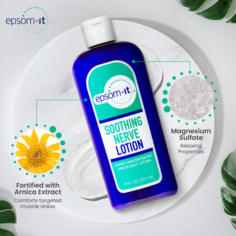 EPSOM-IT Soothing Nerve Magnesium Lotion, Epsom Salt, Arnica Cream, 1-Pack | 8 Fl Oz, 100% Pure Magnesium Sulfate with Arnica & Capsaicin, Greaseless, Fragrance-free, Topical Cream for Nerve Discomfort 8 Fl Oz (Pack of 1)
