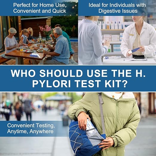 H Pylori Test Kit — 2 PCS | Self-Test with 99.9% Accurate Results in 10-15 Minutes, Helicobacter Pylori Treatment Easy to Read for Home Use