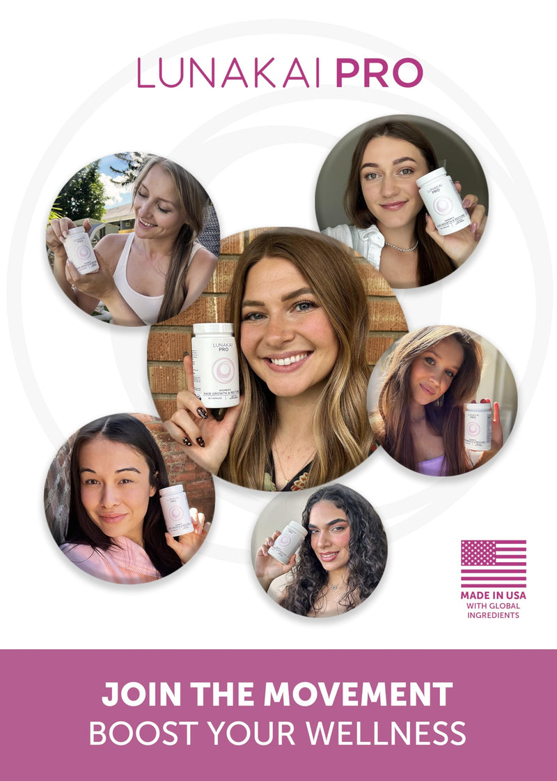 Lunakai USA Made Hair Growth Supplement for Women - Advanced 20 Nutrient with Marine Collagen, Saw Palmetto, Biotin & Keratin - Daily Hair Vitamins for Thicker Strands - 90 Capsules 90 Count (Pack of 1) Women Hair Growth Capsules