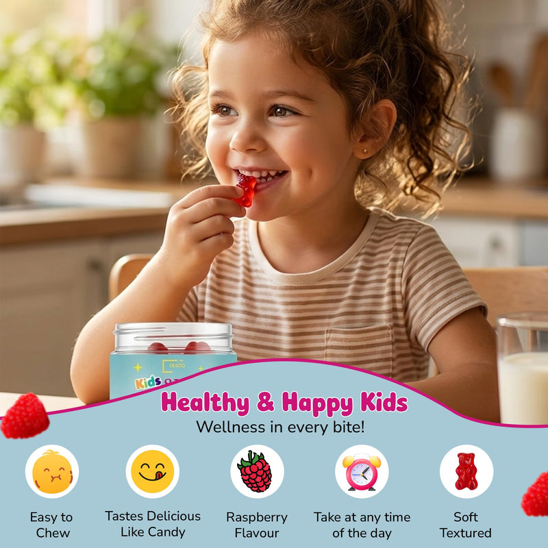 DVEOO Natural Sleep Gummies for Kids – Raspberry Sleep Supplement with Magnesium Glycinate, Vitamin B6, C & D3, L-Theanine & Lemon Balm – 60 Sleep Gummies