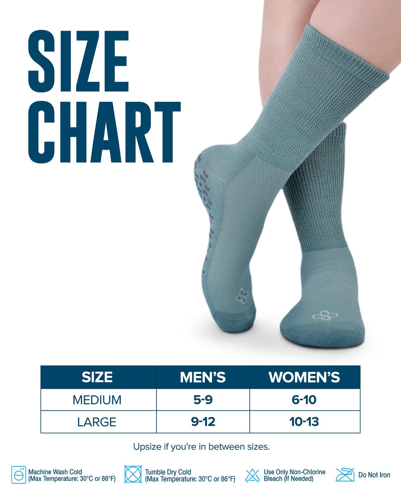 [Australia] - Diabetic Socks for Women and Men - 4 Pairs Non Binding Socks for Women | Non Slip Socks Mens | Gripper Socks for Men Large Pink, Green, Red, Purple 