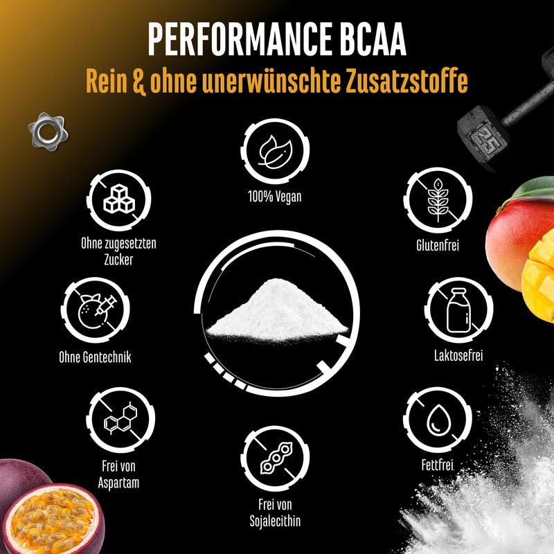 [Australia] - BCAA Performance - 450 g powder - Instant BCAAs + L-Glutamine + Taurine - Delicious & super solubility - Vegan amino acids - 2:1:1 ratio - (Mango passion fruit) 