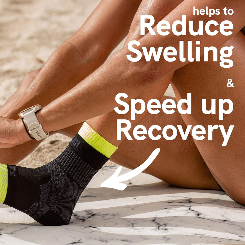 Zensah Ankle Support - Compression Ankle Brace - Running, Soccer, Sports - Ankle Sleeve Helps Sprains, Tendonitis, Pain Medium Black - Pair