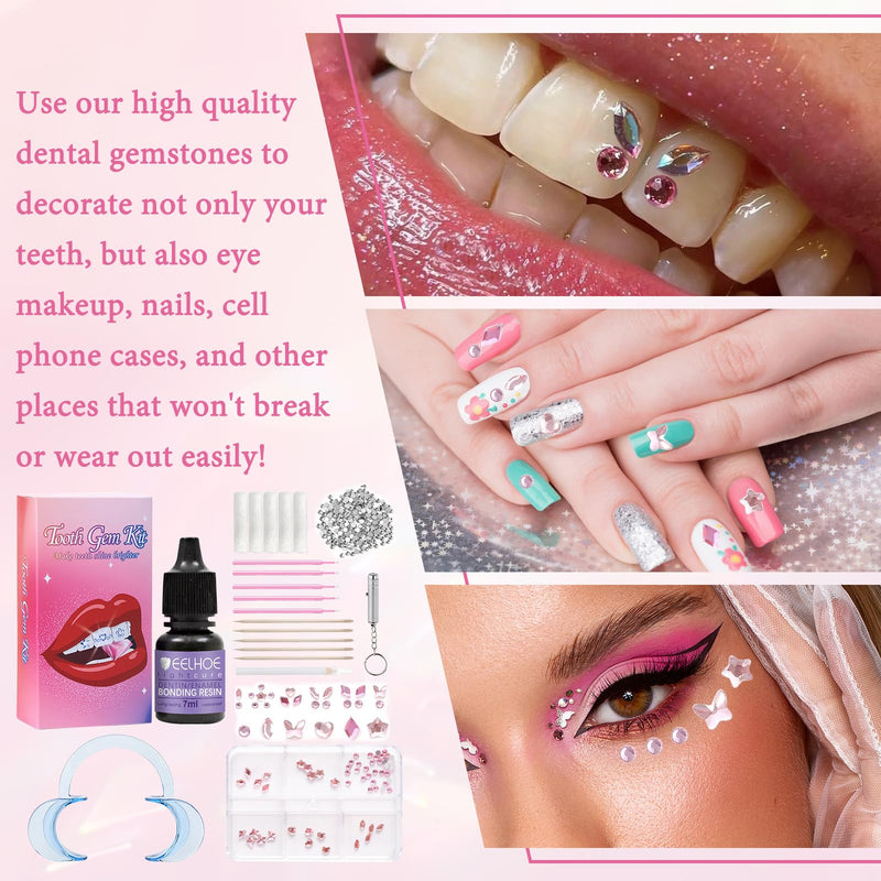 [Australia] - Tooth jewellery, tartar jewellery, tooth gem kit, tooth jewelery set, tartar set, DIY tooth gems with glue with 1485 pieces tooth gem decoration crystal gemstone rhinestone decoration 