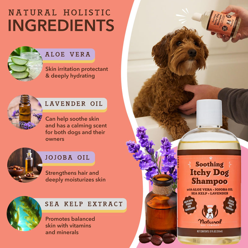 Natural Dog Company Itchy Dog Shampoo (12 oz) Bundle with Wild Alaskan Salmon Oil (16 oz) | Hypoallergenic Shampoo and Sensitive Skin Supplement | Soothing Relief for Recurring Skin Conditions - PawsPlanet Australia