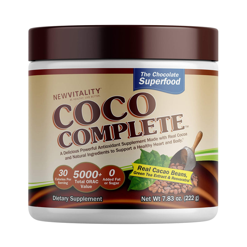 Coco Complete by New Vitality – Immune System and Metabolism Boosting Superfood Powder Supplement, Energy Support, Sugar Free, Real Cocoa Powder & Green Tea Extract, Chocolate Flavor, 30 Servings Coco Complete