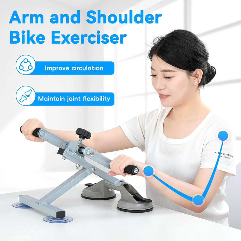 [Australia] - Arm Bike for Physical Therapy, Multifunction Rehabilitation Exerciser for Arm and Shoulder, Stroke Rehab Equipment, Portable Indoor Arm Cycle for Seniors, Adjustable Resistance, Anti-Slip 