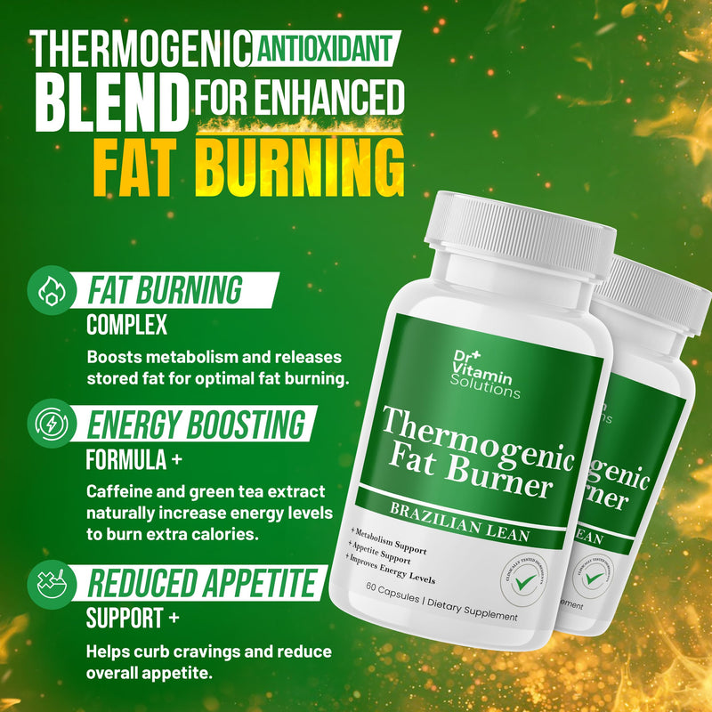 Thermogenic Fat Burner for Women and Men - Appetite Suppressant for Weight Loss - Includes Green Tea Extracts for Bloat Relief - Metabolism Booster - Pack of 2 60 Count (Pack of 2)