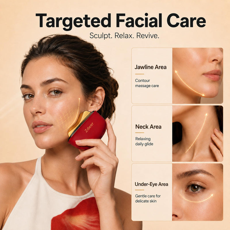 GS5 Electric Heated Gua Sha Tool, Red Light Face Massager, Red | Brass Facial Massager with Vibration, Beauty Device for Face & Neck, Skin Firming Device for Facial Sculpting, Gift for Women 1 Device
