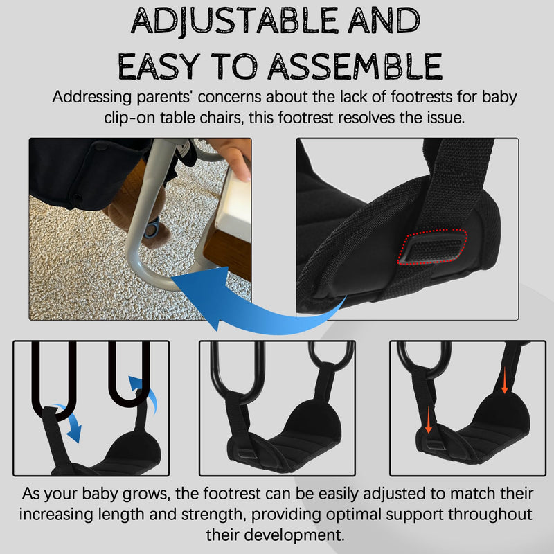 [Australia] - Adjustable Baby Footrest Compatible with Inglesina Fast Table Chair Portable Footrest for Baby Clip-On Table Chair Toddler Footrest for Hook-On Table Chair Footrest for Baby Fast Table Chair 