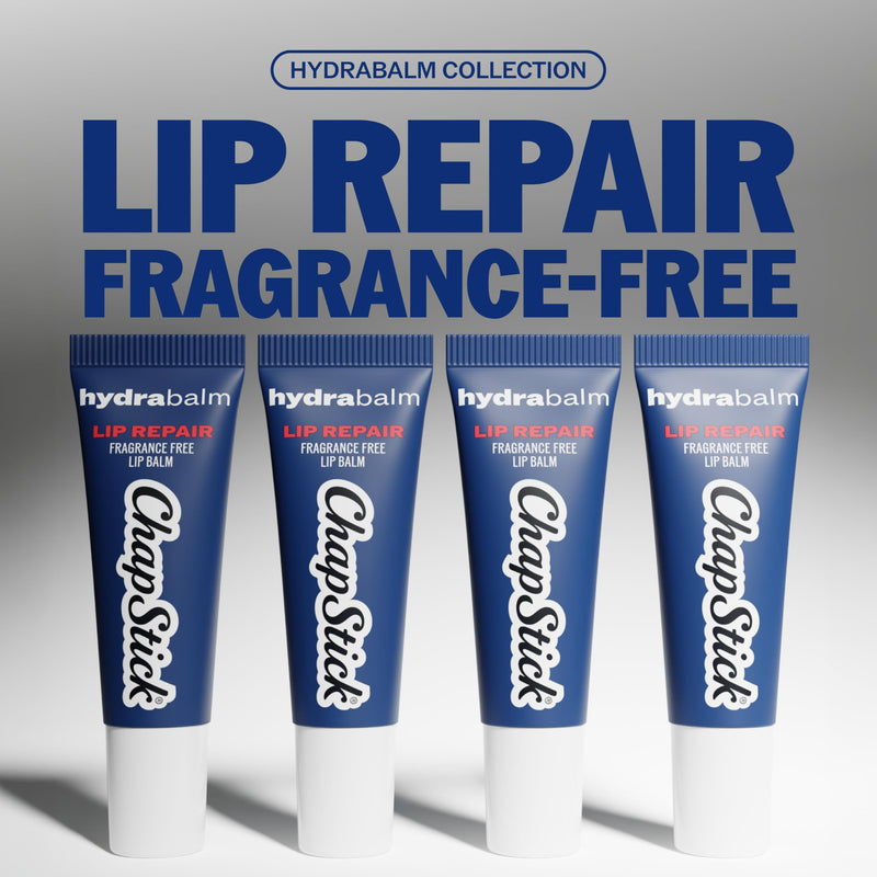 ChapStick HydraBalm Lip Balm Tubes, Fragrance-Free with Vitamin E and Shea Butter, 24 Hr Moisture, Hydrating for Severely Dry, Chapped Lips, 4-Count Pack, 0.35 oz Each