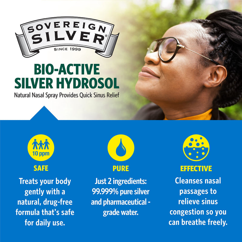 [Australia] - Sovereign Silver Bio-Active Colloidal Silver Hydrosol for Immune Support - 10ppm - 2oz - Nasal Spray - Pack of 2 