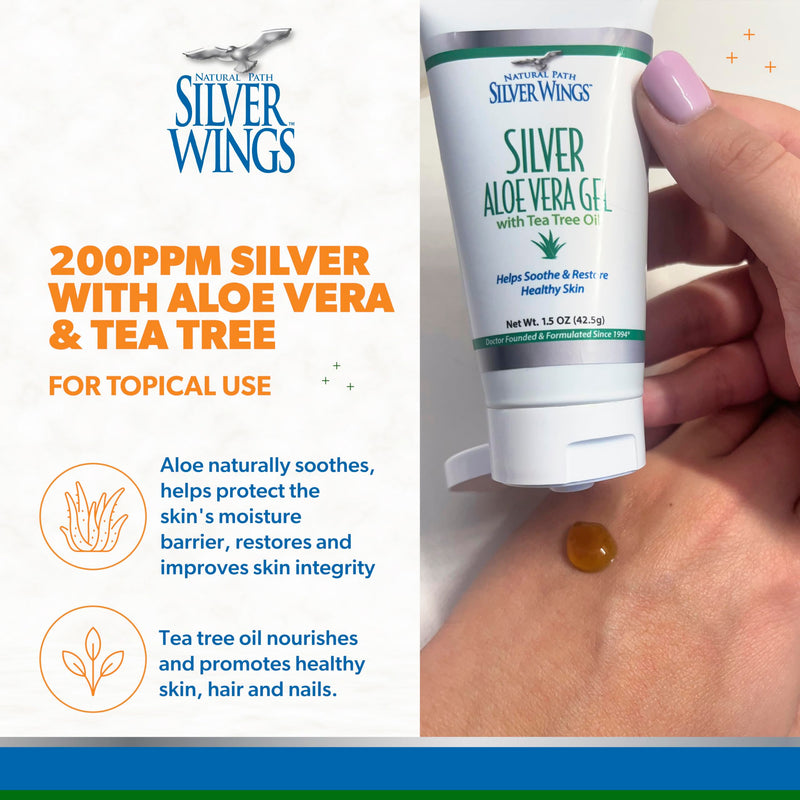 [Australia] - Natural Path Silver Wings 200ppm Silver with Aloe Vera Gel and Tea Tree Oil - Soothing Skin Care - 1.5 oz 1.5 Ounce (Pack of 1) 