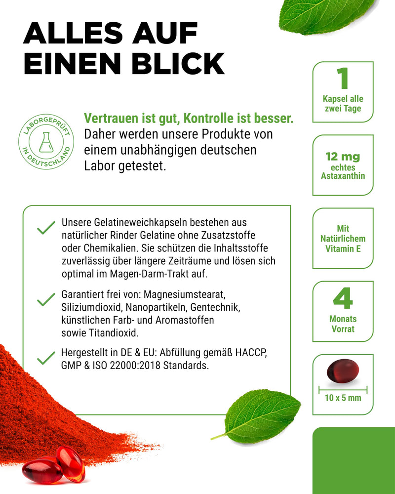 [Australia] - Astaxanthin 12 mg - 60 Softgel Capsules (4 Month Supply) - Made from Haematococcus Pluvialis Microalgae - With Vitamin E and Olive Oil 