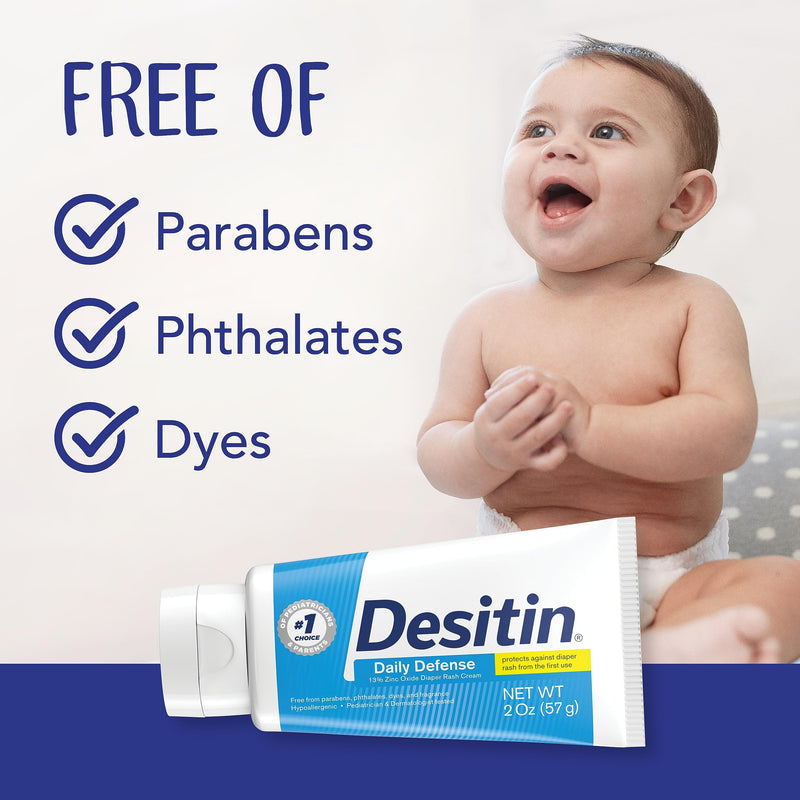 [Australia] - Desitin Daily Defense Baby Diaper Rash Cream with Zinc Oxide to Treat, Relieve & Prevent diaper rash, Hypoallergenic, Dye-, Phthalate- & Paraben-Free, 4.8 oz 