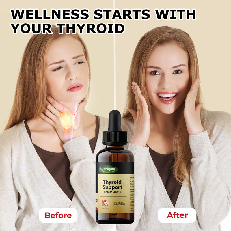 [Australia] - Q'ankyaq Thyroid Support Liquid Drops, Thyroid Support for Women & Men, with Iodine, Selenium, Zinc, L-Tyrosine & Ashwagandha, Hormone Balance, Metabolism, Immune & Energy Support, Vegan, 60ML 