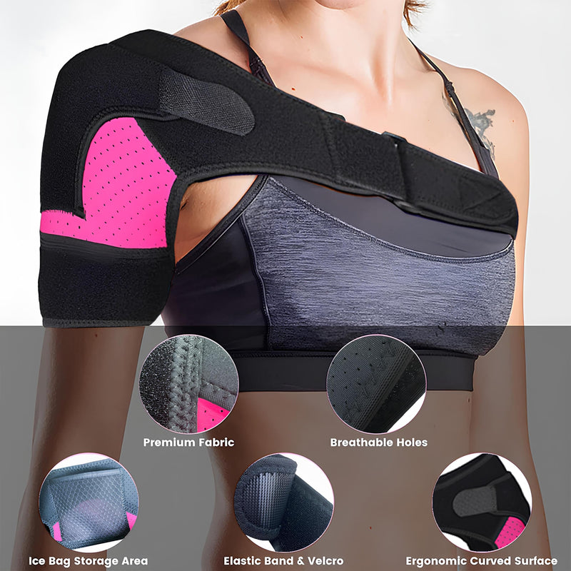 [Australia] - Winyoher Adjustable Shoulder Brace Made of Breathable Neoprene for Stability and Pain Relief for Men and Women, Shoulder Support Gentle Support for Left/Right Pink 