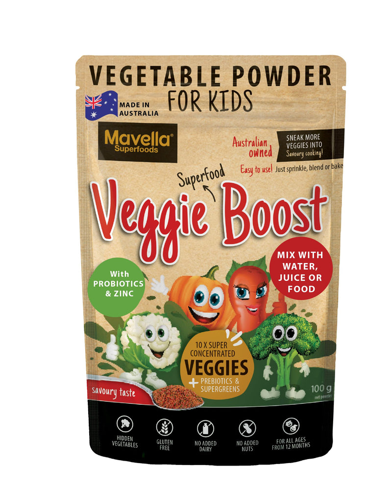 [Australia] - Vegetable Powder for Kids Veggie Boost Probiotics fibers Super Greens Pea Protein Nutritious Supplement Savoury Flavored 3.52oz (100g) 3.53 Ounce (Pack of 1) 