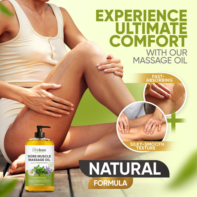 [Australia] - Arnica Sore Muscle Massage Oil ‚Äì 100% Pure & Natural - Massage Therapy for Muscles & Joints ‚Äì Body Oil Infused with Arnica Extract, Lavender Oil, Peppermint Oil & Chamomile Oil ‚Äì 8 FL OZ 8 Fl Oz (Pack of 1) Arnica - 8 Fl Oz (Pack of 1) 