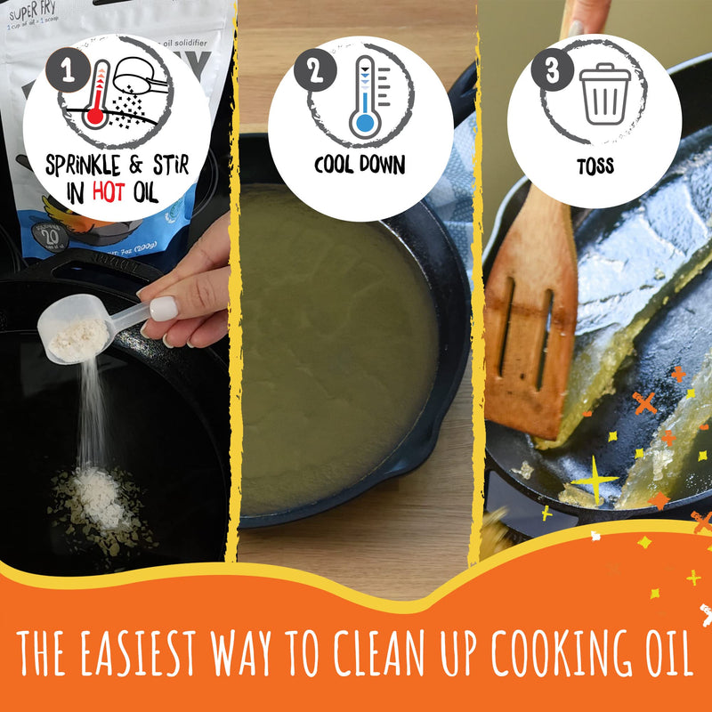 [Australia] - FryAway Super Fry Cooking Oil Solidifier, As Seen on Shark Tank, Solidifies up to 20 Cups - Plant-Based Cooking Oil Solidifier Powder that Turns Used Oil to Hard Oil for Easy Cleanup and Disposal - Easy to Use, Made in the USA, Kosher 
